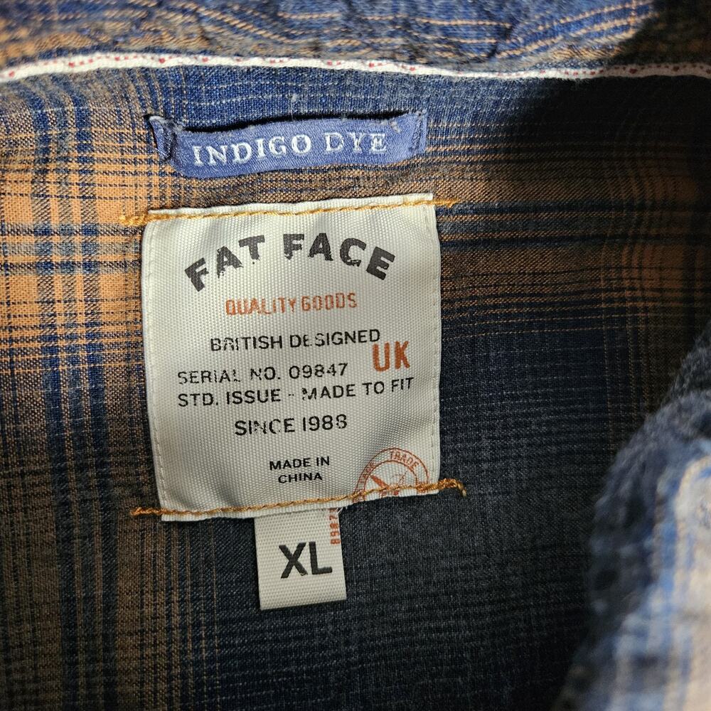 Fat Face Shirt Mens XL Blue Button Down Plaid Cabincore Outdoors Nature - Picture 3 of 10